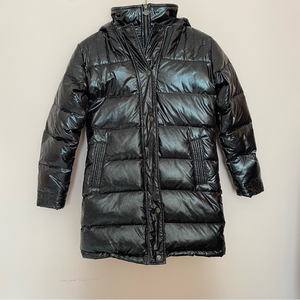 Kids Shiny Black Puffer Coat